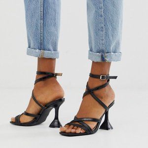 NWT Asos Z_Code_Z Aleta Black Croc Strappy Sandals